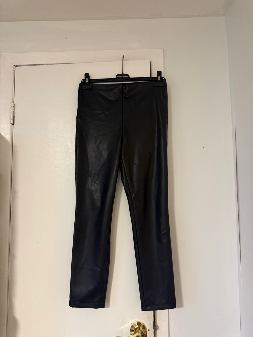 Black faux leather skinny leggings
